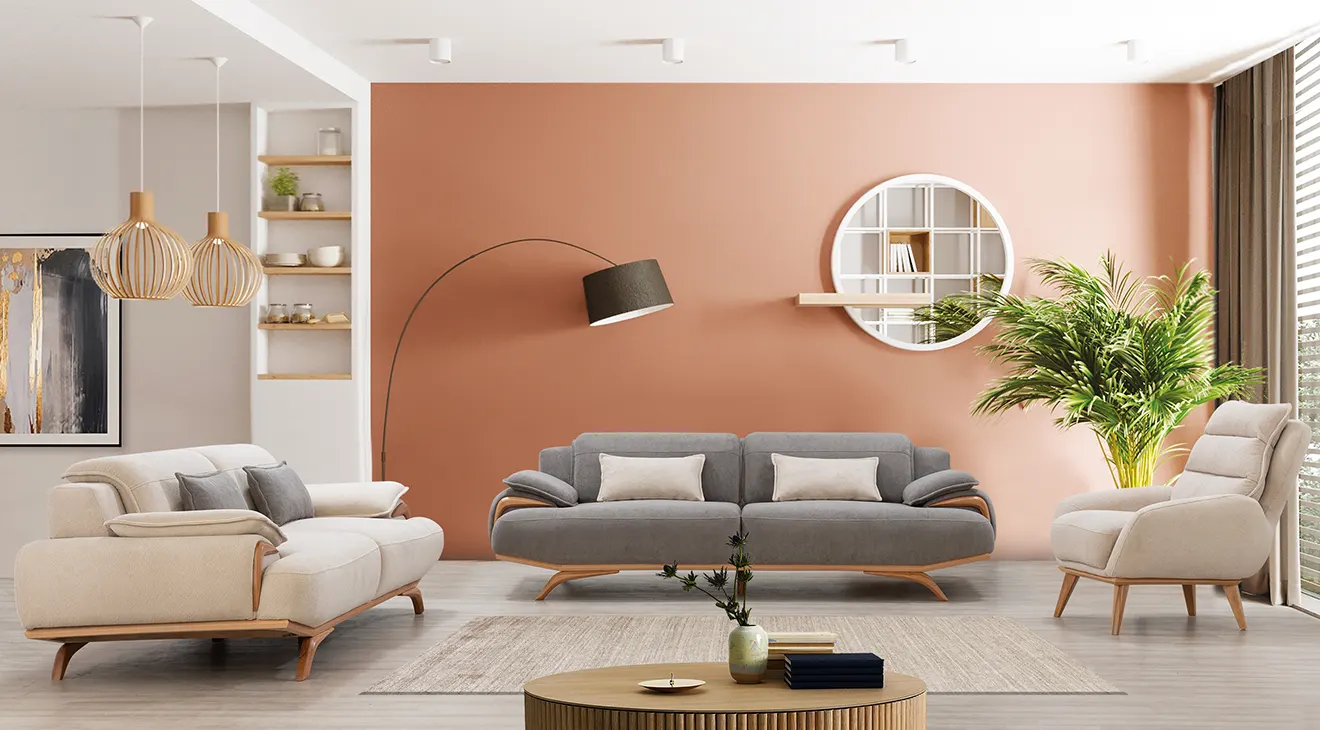 Aspendos Ahşap Ayaklı Yataklı Koltuk Takımı